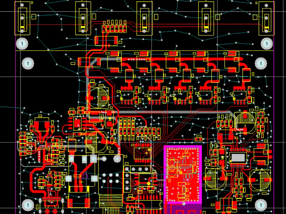 Six-layer sensor board routing in EDA software